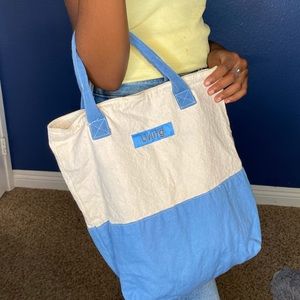 Blue/ Creme Small Totebag